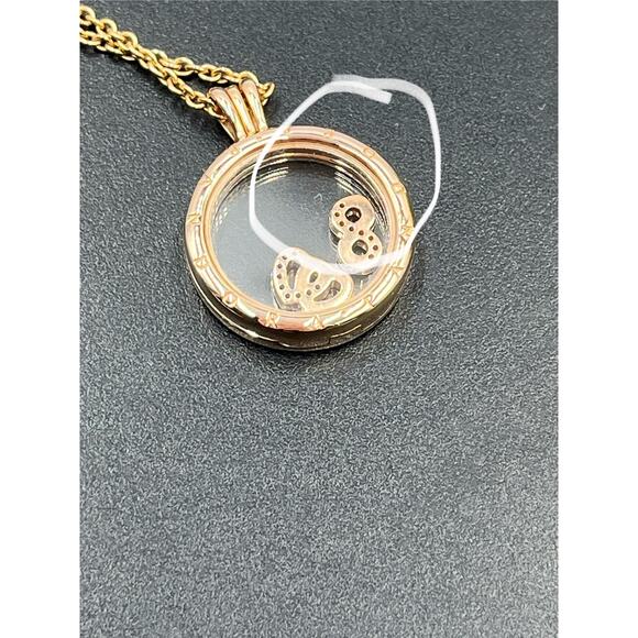 Pandora Floating Locket Rose Gold Plated Tone Long Pendant with Charms Retired - Picture 6 of 11